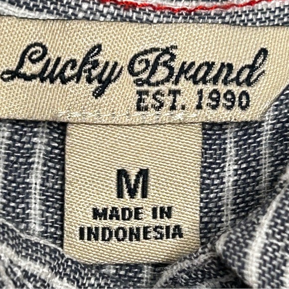 Lucky Brand Linen Blend Striped Tunic Top w/Collar Sz M - Picture 12 of 13